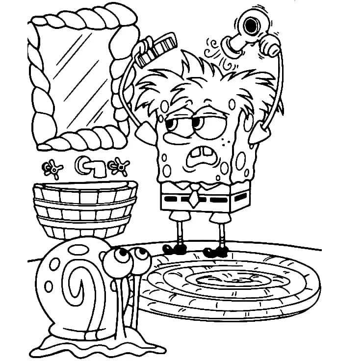 Desenho de Gary e Bob Esponja para Colorir