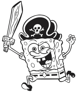 Desenho do Bob Esponja Vestido de Pirata para Colorir