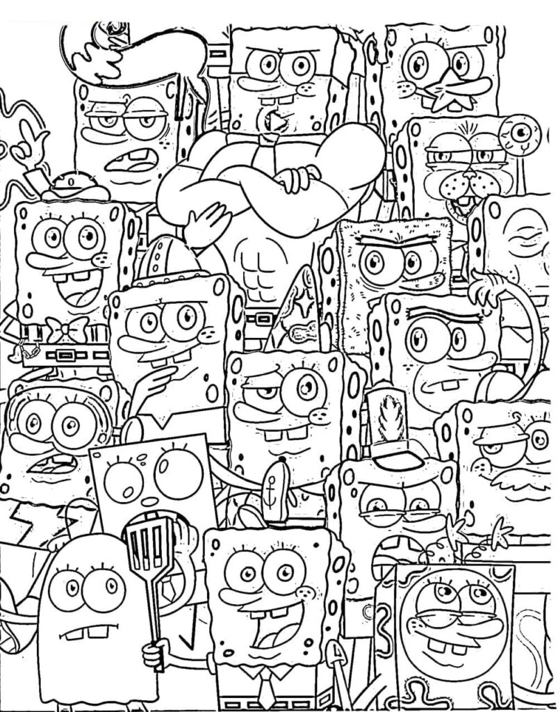 Desenho dos Persoangens de Bob Esponja para Colorir