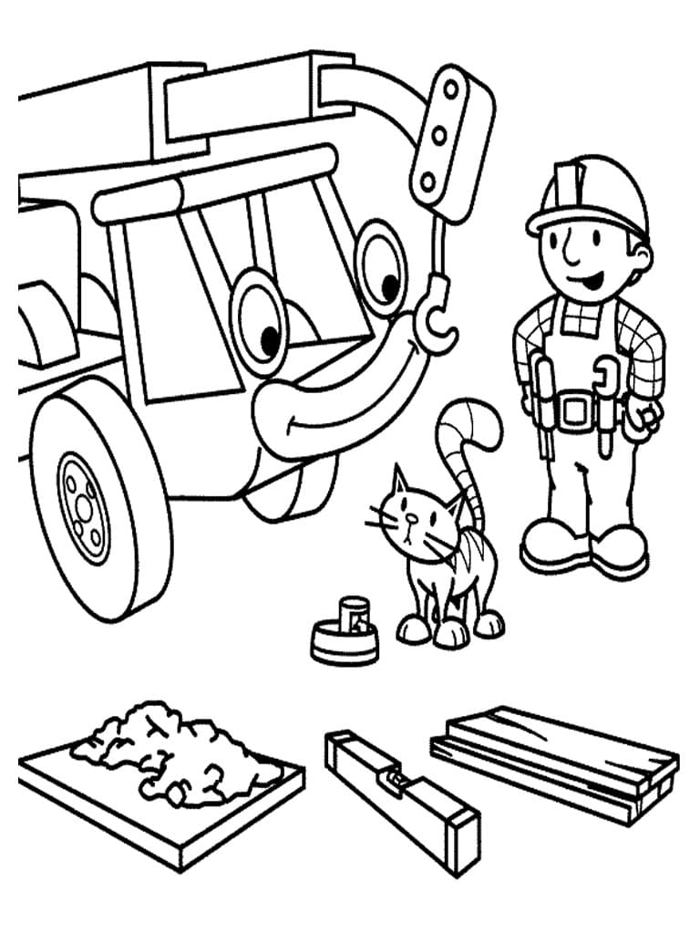 Desenho de Bob o Construtor e Amigos para Colorir