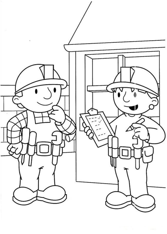 Desenho de Bob o Construtor em Obra para Colorir