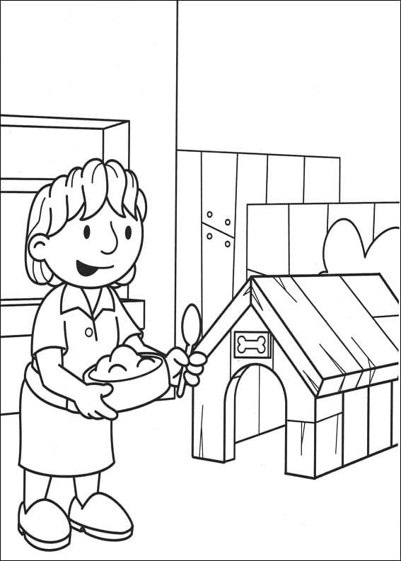 Desenho de Bob o Construtor Fez Casa de Cachorro para Colorir