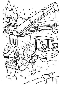 Desenho em Pdf de Bob O Construtor Fazendo Obra na Floresta para Colorir