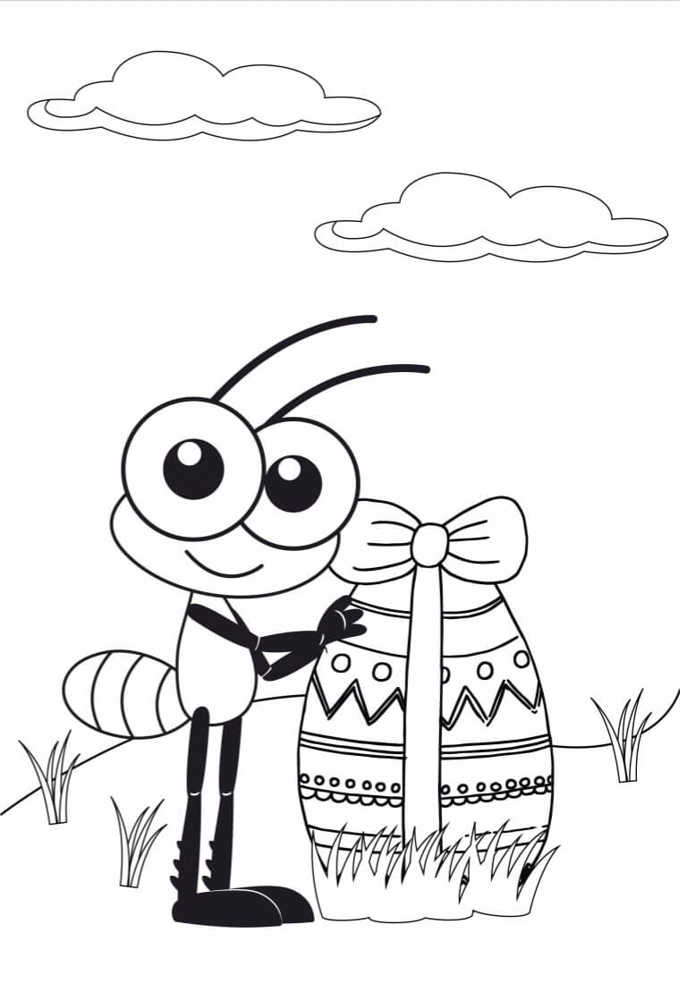 Desenho Bob Zoom com Ovo de Páscoa no Jardim para Colorir