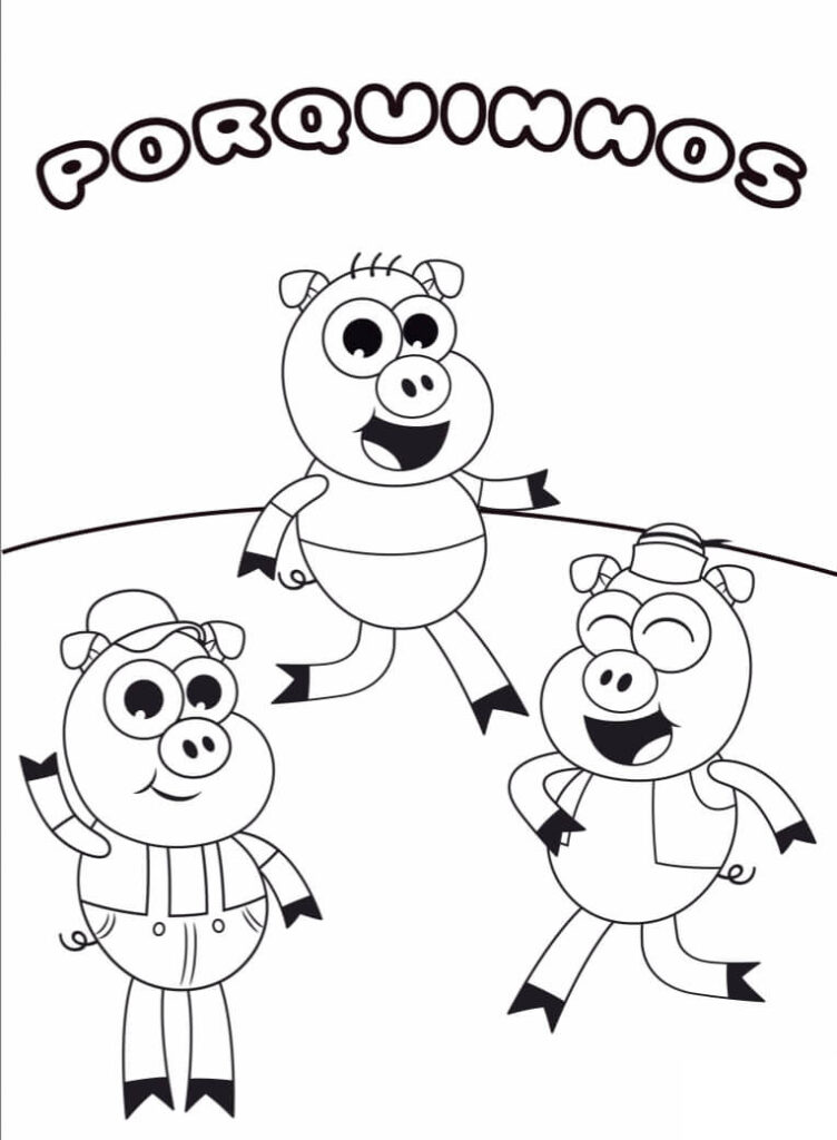 Desenho Porquinhos de Bob Zoom para Colorir
