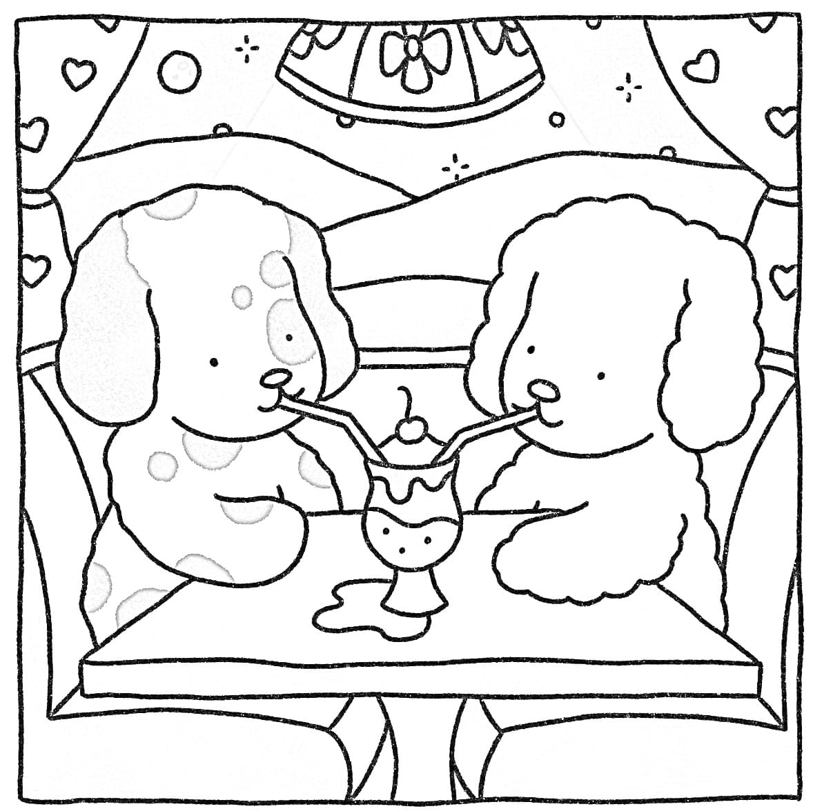 Desenho de Bobbie Goods Cachorros Bebendo Milk Shake para Colorir