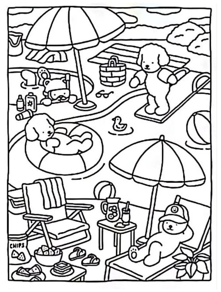 Desenho de Bobbie Goods Festa na Piscina para Colorir