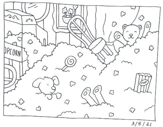 Imagens de Bobbie Goods Brincando com Pipocá para Pintar