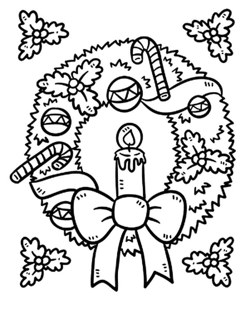 Desenho de Imagem de Guirlanda de Natal para Colorir