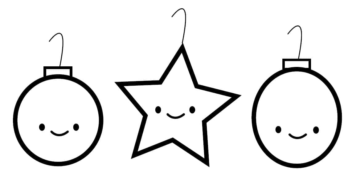 Desenho de Adoráveis Bolas de Natal para Colorir
