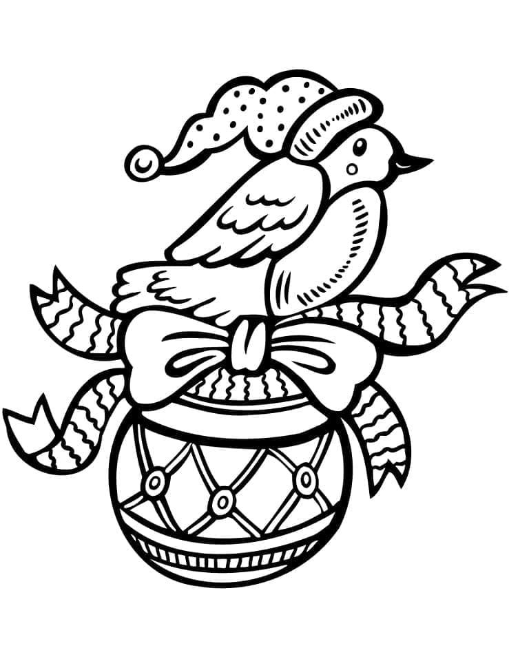 Desenho de Bola de Natal com Enfeites para Colorir Usando Giz de Cera