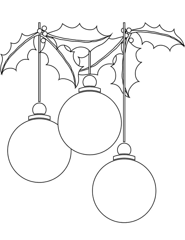 Desenho de Bolas de Natal Básicas para Colorir