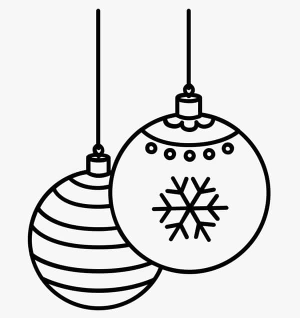 Desenho de Duas Bolas de Natal para Colorir