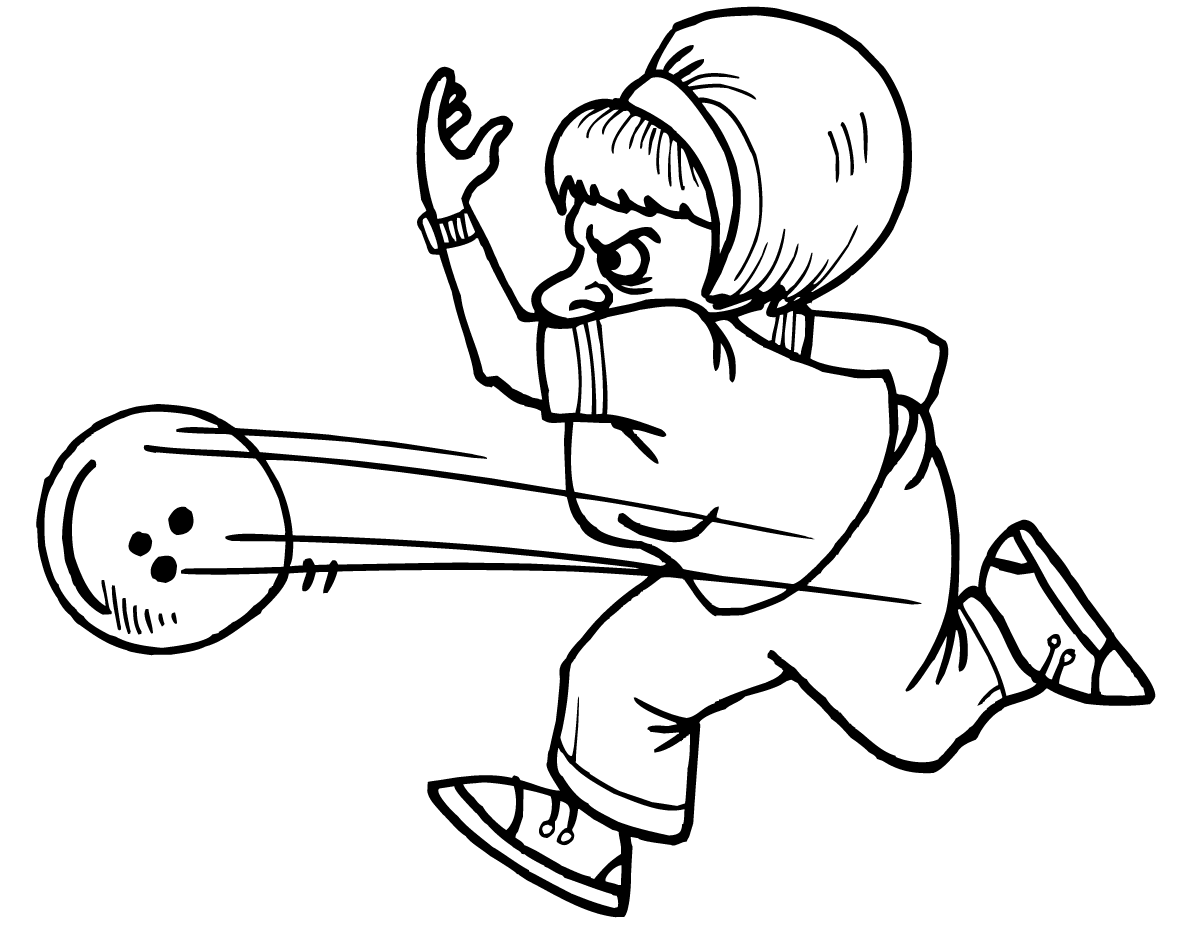 Desenho de Idosa Jogando Boliche para Colorir em Pdf