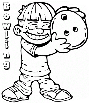 Desenho de Menino Segurando Bola de Boliche para Colorir