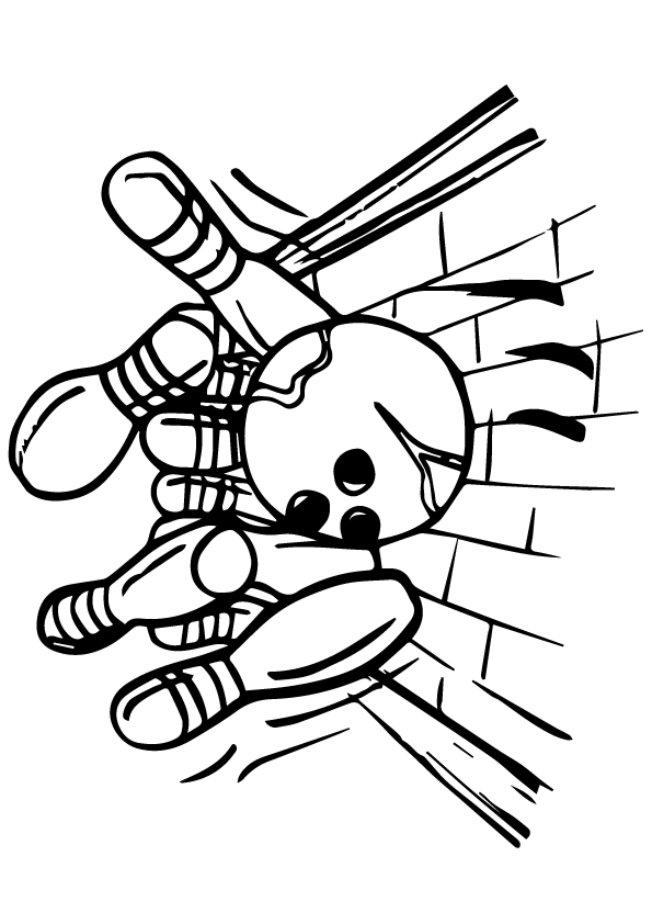 Desenho de Pinos de Boliche Caindo para Colorir