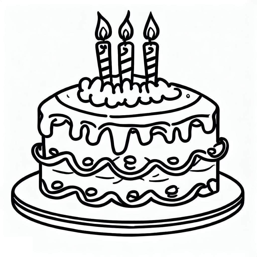 Desenho Bolo de Aniversário para Colorir