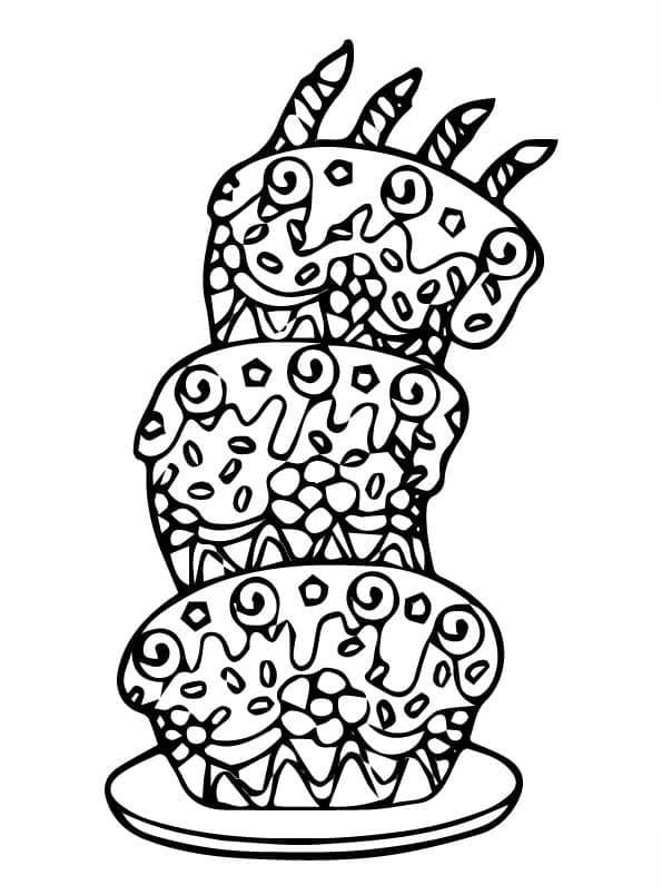 Desenho de Bolo de Aniversário Engraçado para Colorir