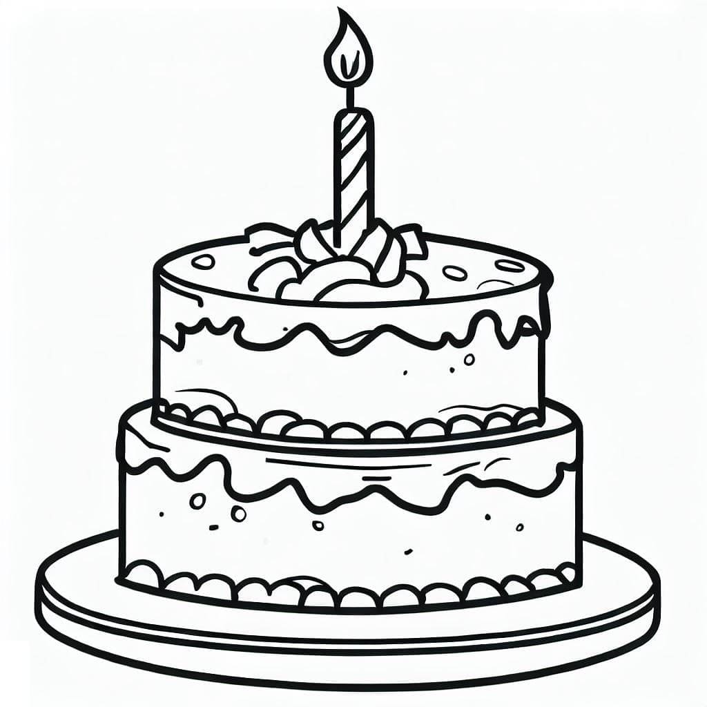 Desenho de Bolo de Aniversário para Crianças para Colorir