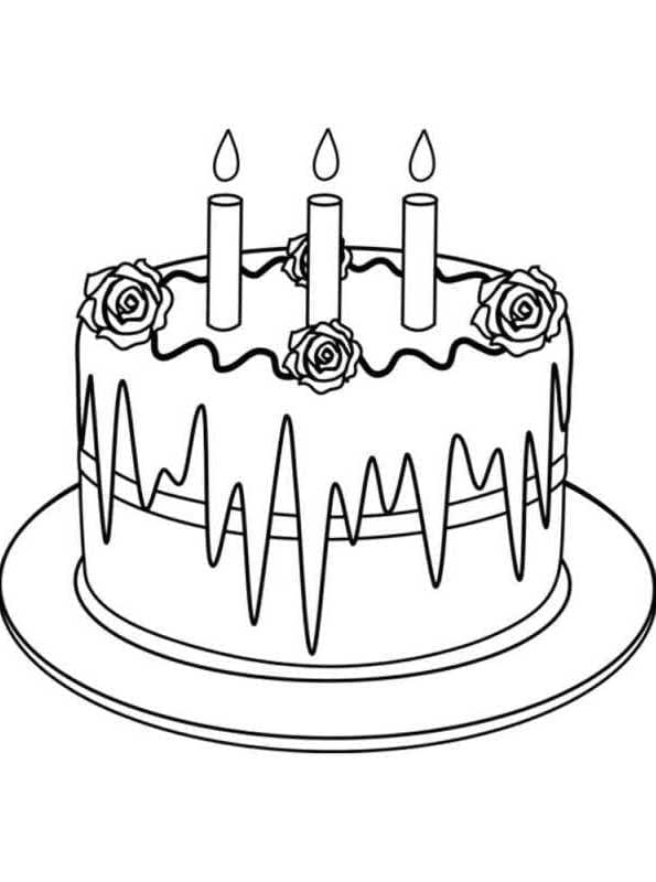 Desenho de Bolo de Aniversário Perfeito para Colorir