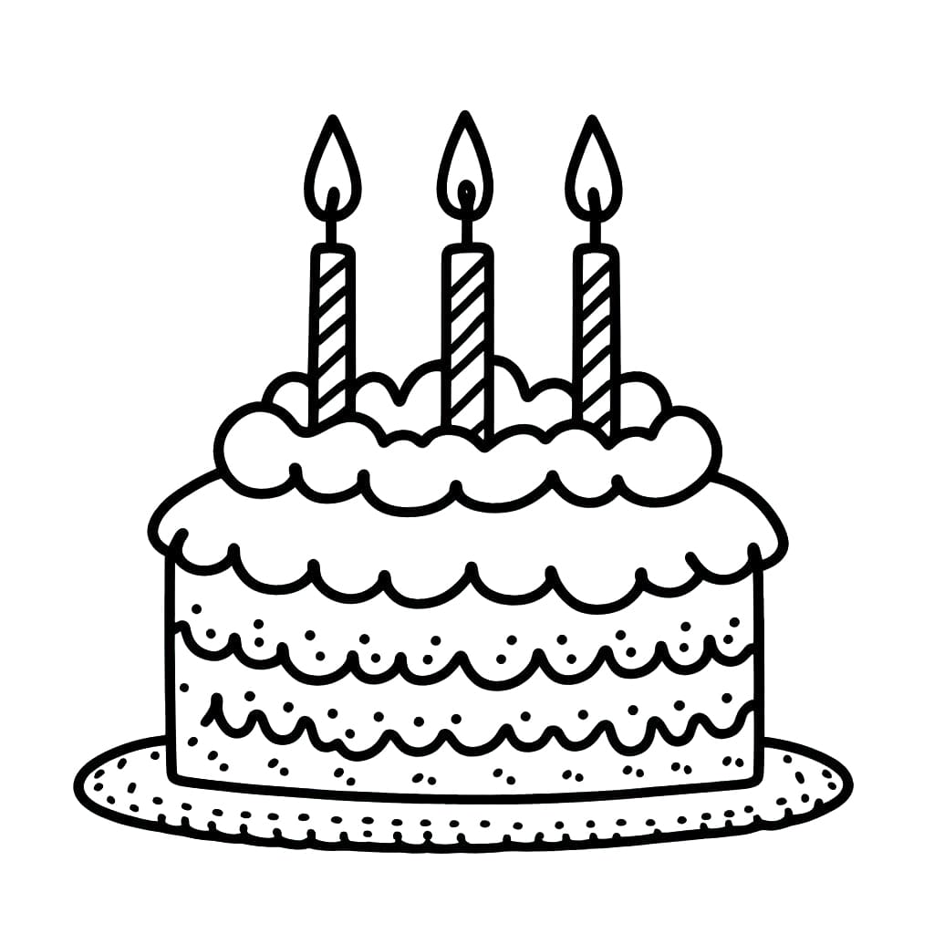Desenho de Bolo de Aniversário Simples para Colorir