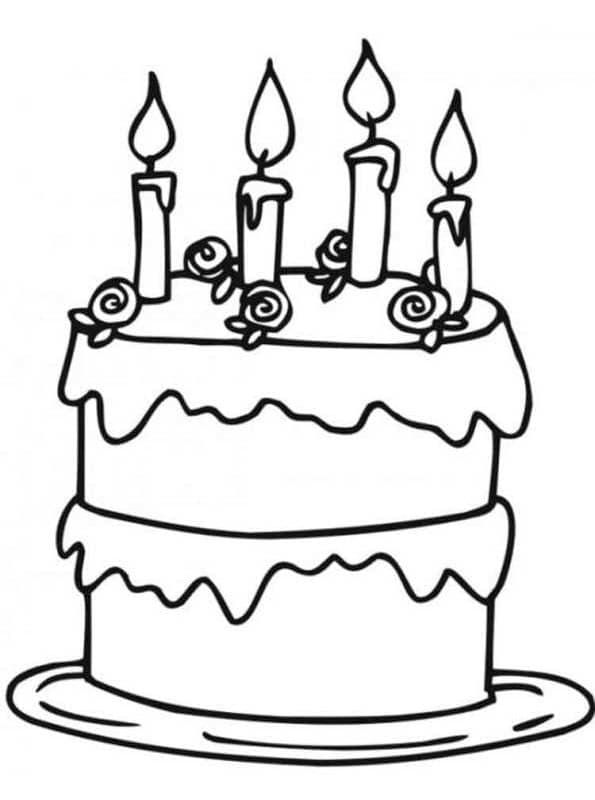 Desenho de Foto de Bolo de Aniversário para Colorir