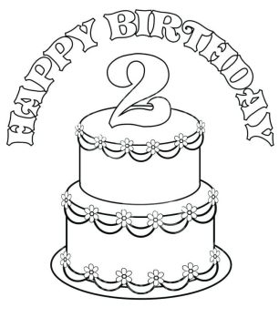 Desenho de Imagem de Bolo de aniversário para Colorir