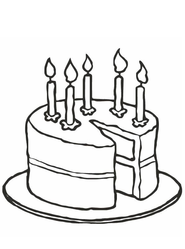 Desenho de Lindo Bolo de Aniversário para Colorir
