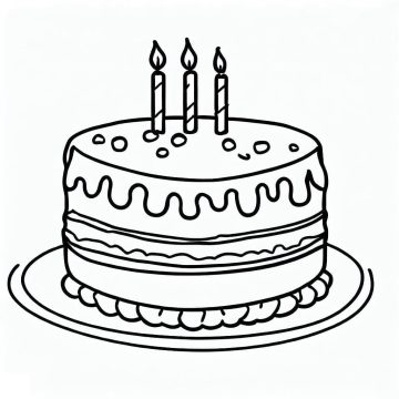 Desenho de Um Bolo de aniversário para Colorir