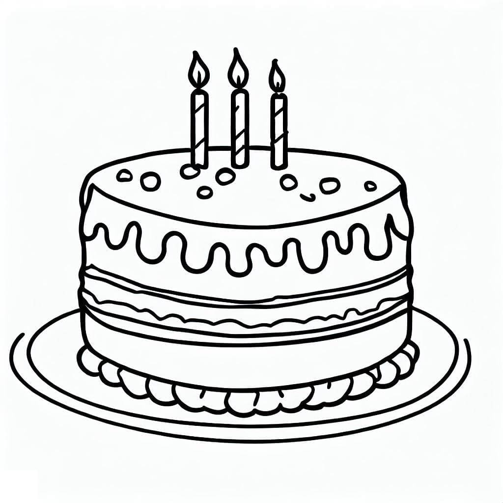 Desenho de um Bolo de Aniversário para Colorir