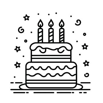 Desenho de Um Bolo de aniversário Simples para Colorir
