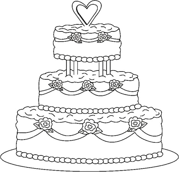 Bolo de Casamento para Colorir