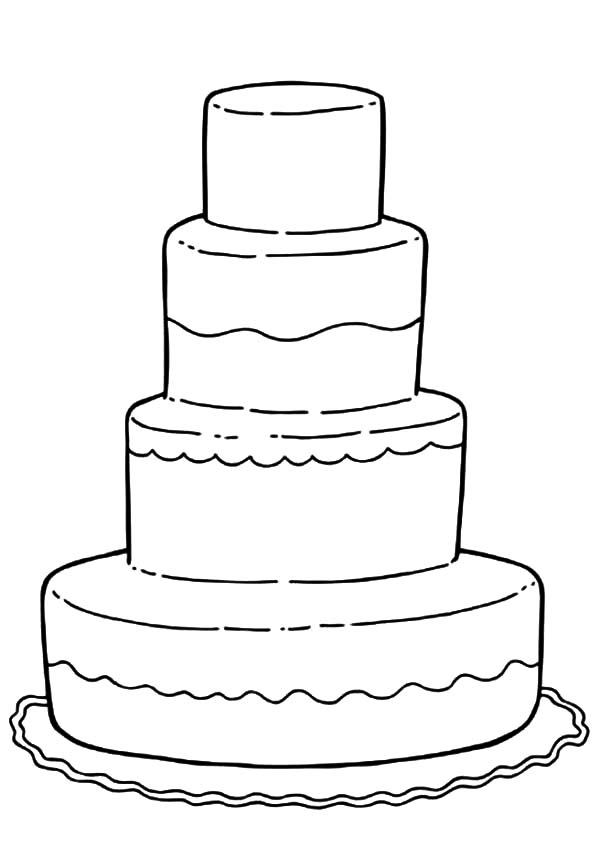 Desenho Bolo de Casamento Básico para Colorir A4