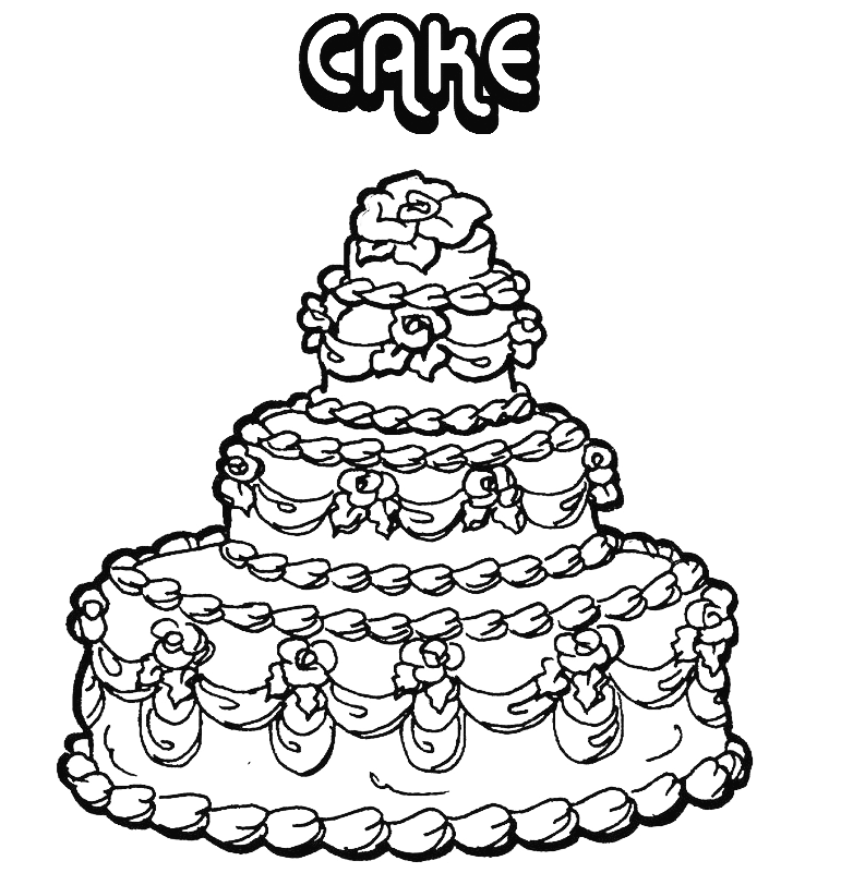 Desenhos de Bolo de Casamento para Colorir