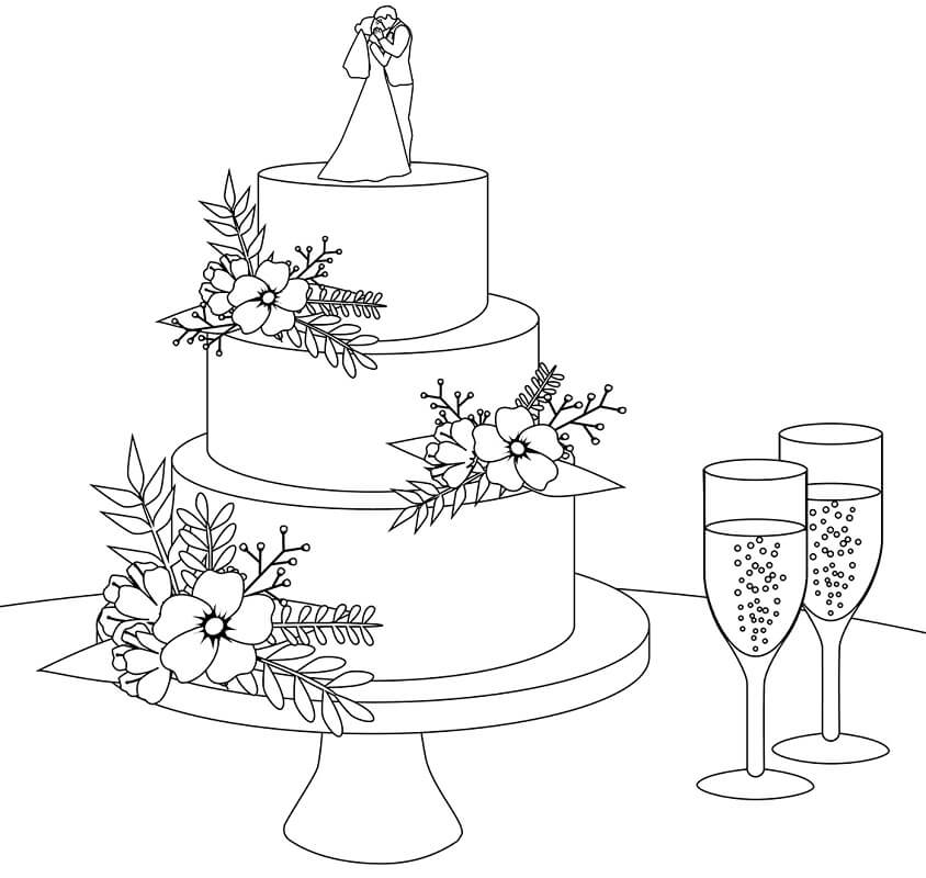 Desenho Perfeito de Bolo de Casamento para Baixar