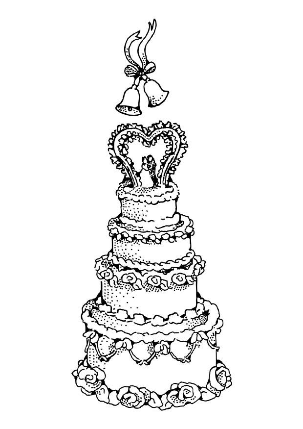 Desenho Realista de Bolo de Casamento Imprimivel Grátis