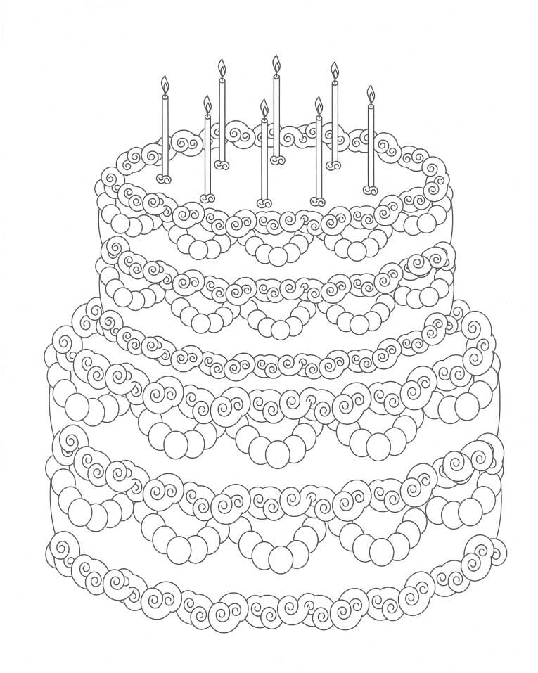 Desenho de Bolo Confeitado para Colorir Download