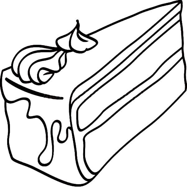 Desenho de Bolo de Aniversário para Colorir com Giz de Cera