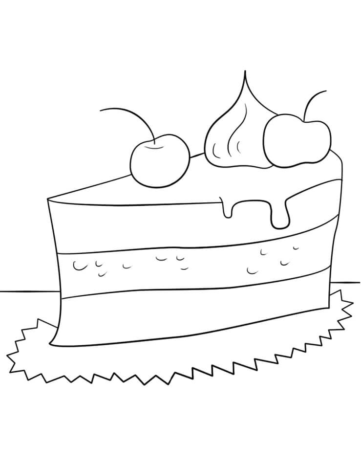 Desenho de Bolo de Cereja para Colorir Imprimivel