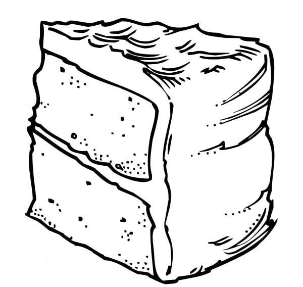 Desenho de Fatiá de Bolo para Pintar com Lápis de Cor