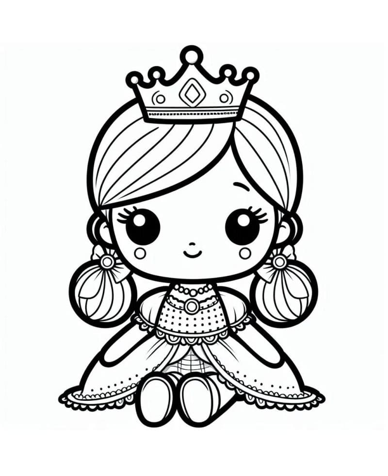 Desenho de Boneca Kawaii Grátis para Colorir