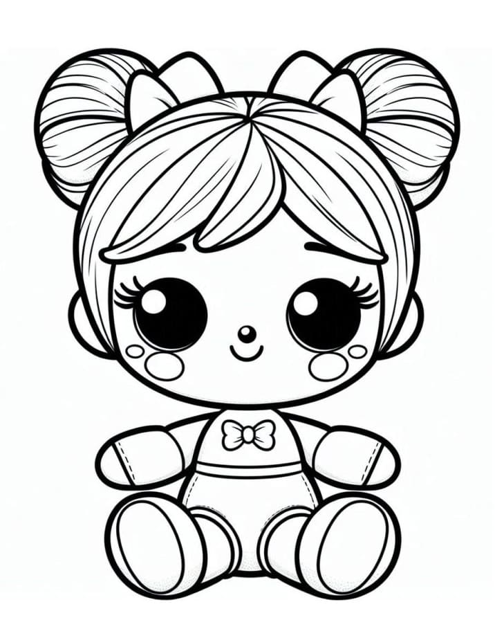 Desenho de Boneca Kawaii Imprimivel Grátis para Crianças para Colorir