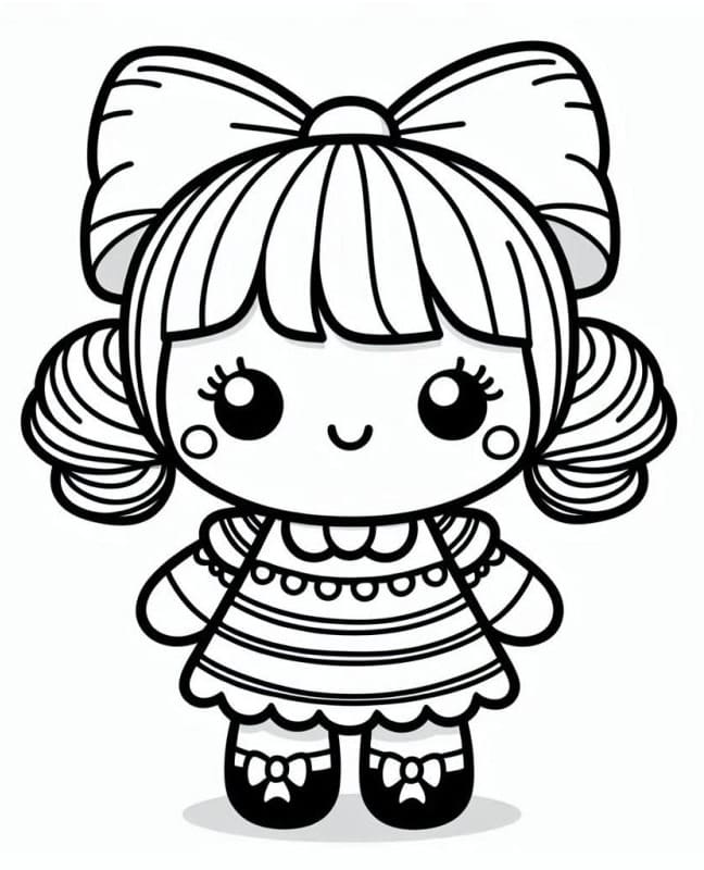 Desenho de Boneca Kawaii Imprimivel para Crianças para Colorir