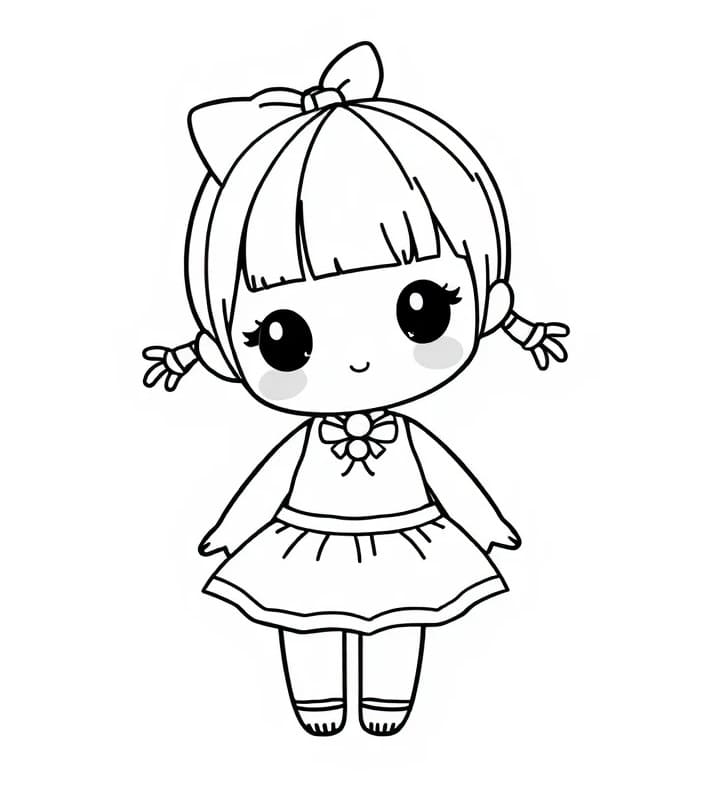 Desenho de Boneca Kawaii para Crianças de 2 Ano para Colorir