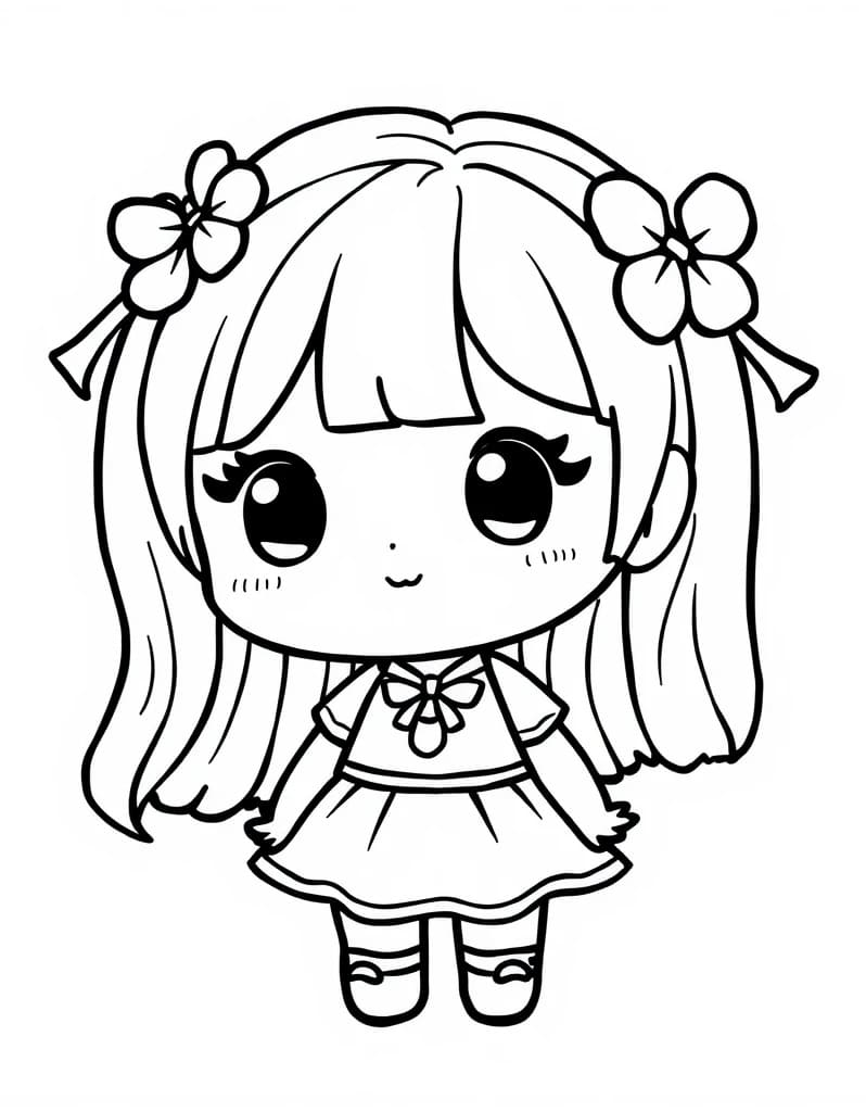 Desenho de Boneca Kawaii para Crianças de 5 Ano para Colorir