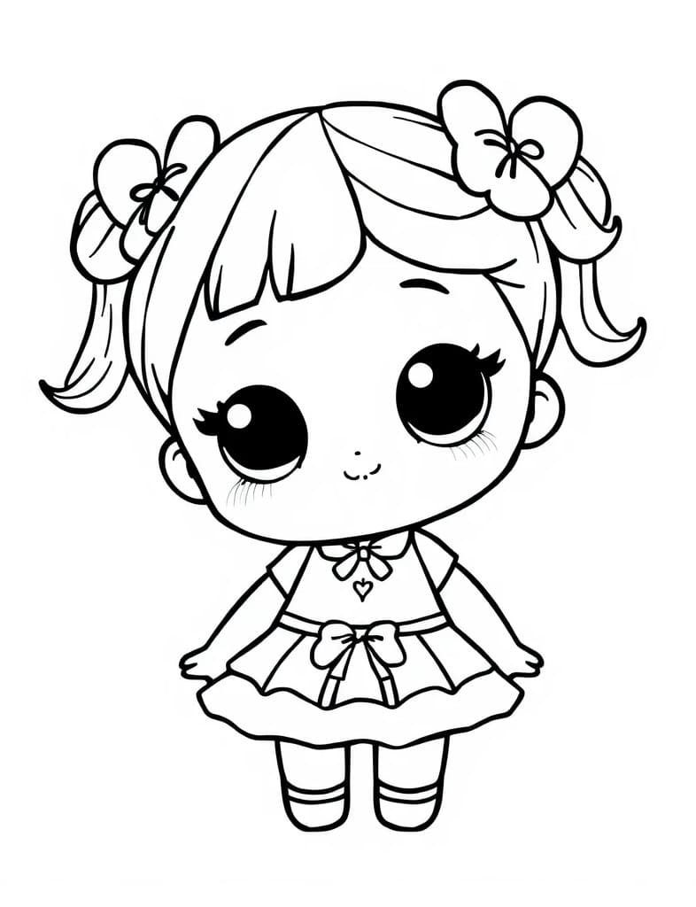 Desenho de Boneca Kawaii para Crianças de 6 Ano para Colorir