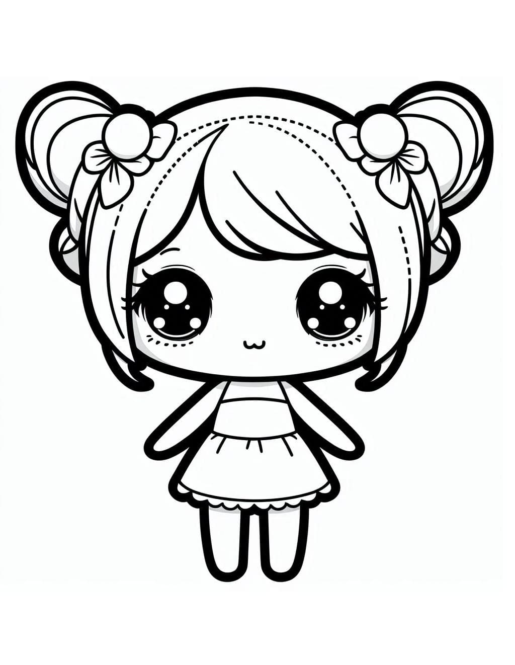 Desenho de Boneca Kawaii para Crianças para Colorir