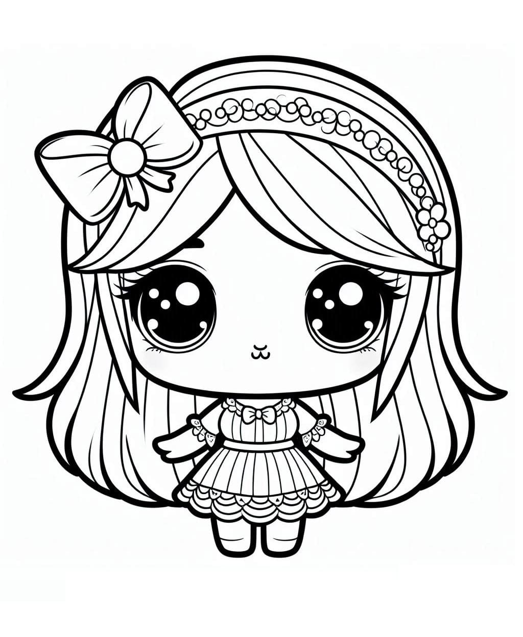 Desenhos de Bonecas Kawaii para Colorir