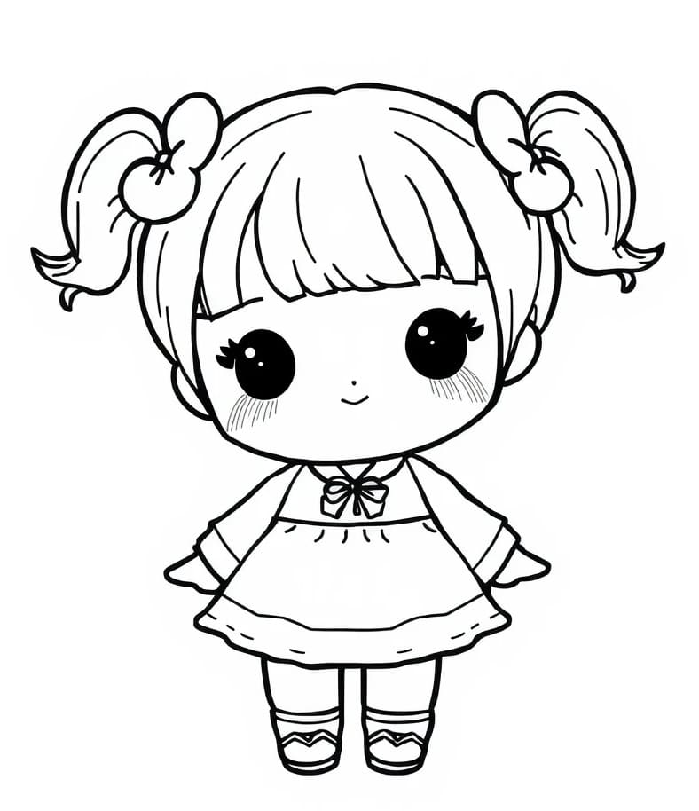 Desenho de uma Boneca Kawaii para Colorir