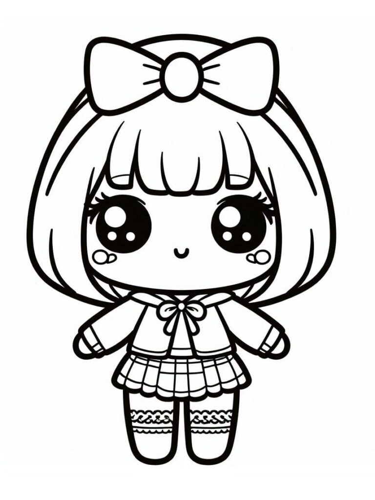 Desenho de uma Kawaii Boneca para Colorir